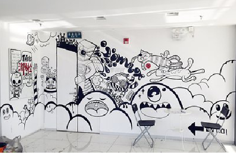 内江手绘墙并非传统涂鸦。